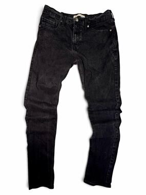 Levi Strauss Signature Black Acid Wash Slim Jeans Mens 32x34 Grunge Denim Pants